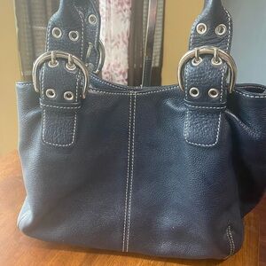 Tignanelo Elegant Navy Leather Tote Bag Vintage